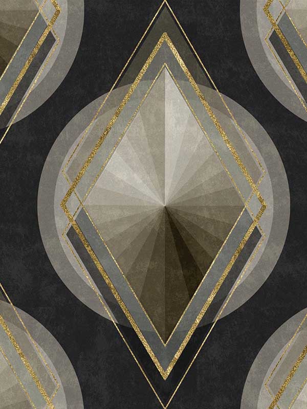 Metropolis wallpaper in black gold grey color - pattern number WP20228 - by Mind the Gap in the Designer Collection II collection