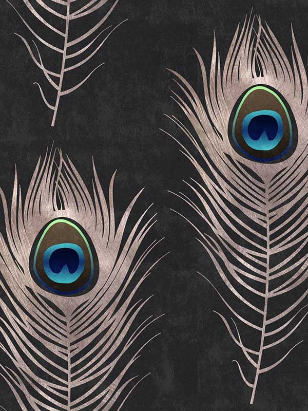 Peacock fabric in copper blue green black color - pattern number WP20230 - by Mind the Gap in the Designer Collection II collection