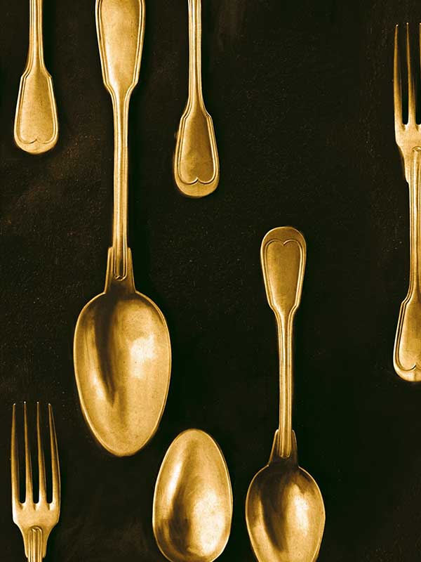 Cutlery fabric in brass black color - pattern number WP20246 - by Mind the Gap in the Designer Collection II collection