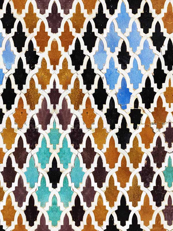 Medersa El fabric in attarine brown blue black color - pattern number WP20261 - by Mind the Gap in the Designer Collection II collection