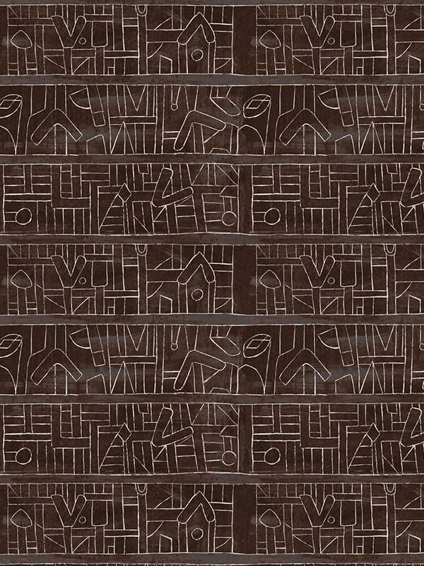 Bushoong Kuba fabric in brown white color - pattern number WP20411 - by Mind the Gap in the Compendium collection