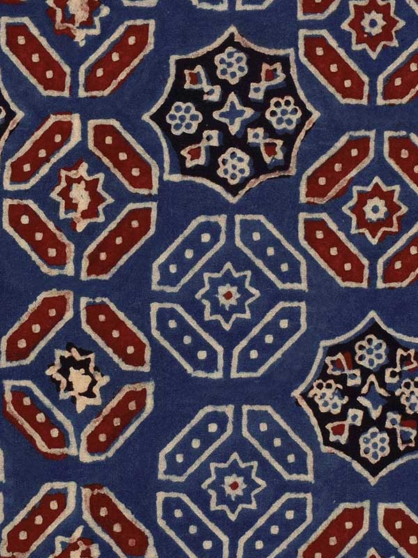 Ajrak fabric in blue red white color - pattern number WP20412 - by Mind the Gap in the Compendium collection