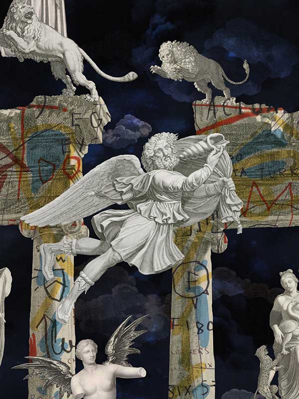 Tales Of Mythology fabric in indigo grey green color - pattern number WP20419 - by Mind the Gap in the Compendium collection