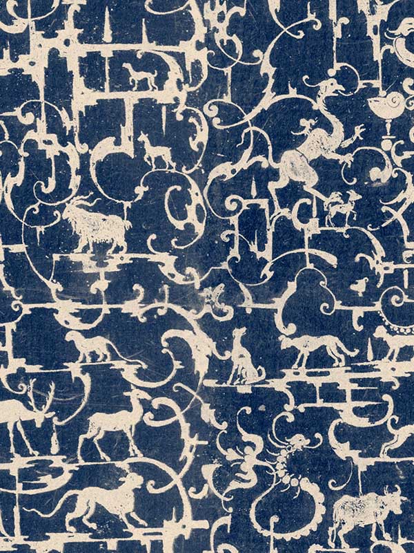 Royal Hunting fabric in blue grey color - pattern number WP20420 - by Mind the Gap in the Compendium collection