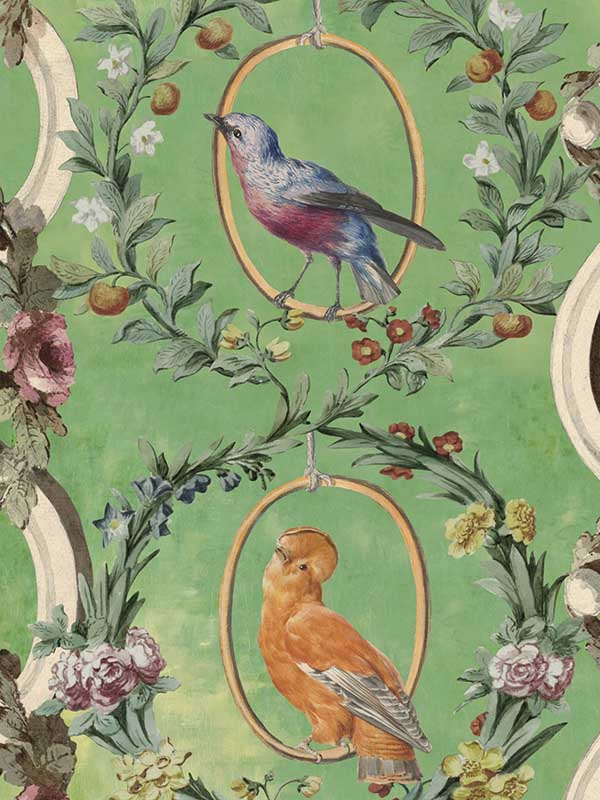 Countesses Aviarium fabric in mint color - pattern number WP20426 - by Mind the Gap in the Compendium collection