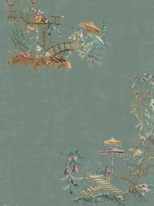 Chinoserie fabric in blue color - pattern number WP20437 - by Mind the Gap in the Compendium collection