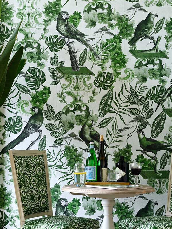 La Voliere fabric in green color - pattern number WP20438 - by Mind the Gap in the Compendium collection
