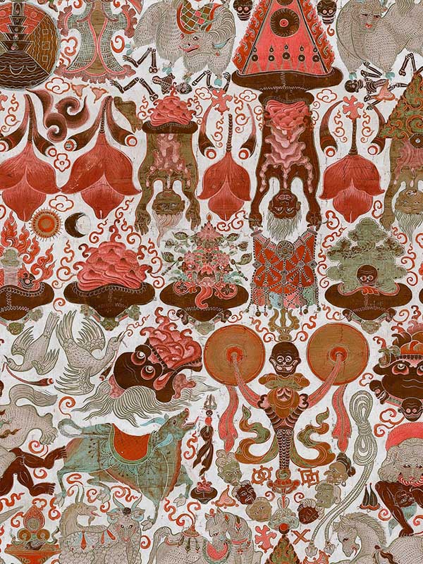 Yama Dharmaraja fabric in light red brown taupe color - pattern number WP20452 - by Mind the Gap in the Compendium collection