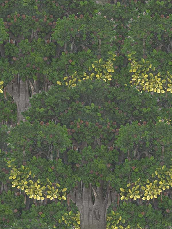 Savage Leaves fabric in green grey yellow color - pattern number WP20466 - by Mind the Gap in the Compendium collection