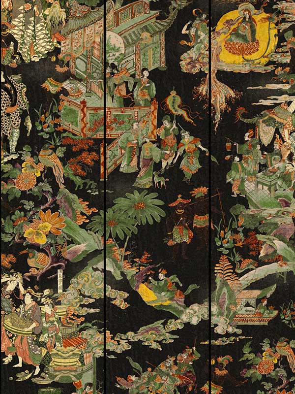 The Oriental Tale wallpaper in anthracite green red orange color - pattern number WP20470 - by Mind the Gap in the Compendium collection