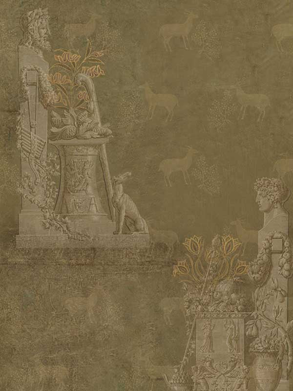 Sculptural wallpaper in moss color - pattern number WP20475 - by Mind the Gap in the Compendium collection