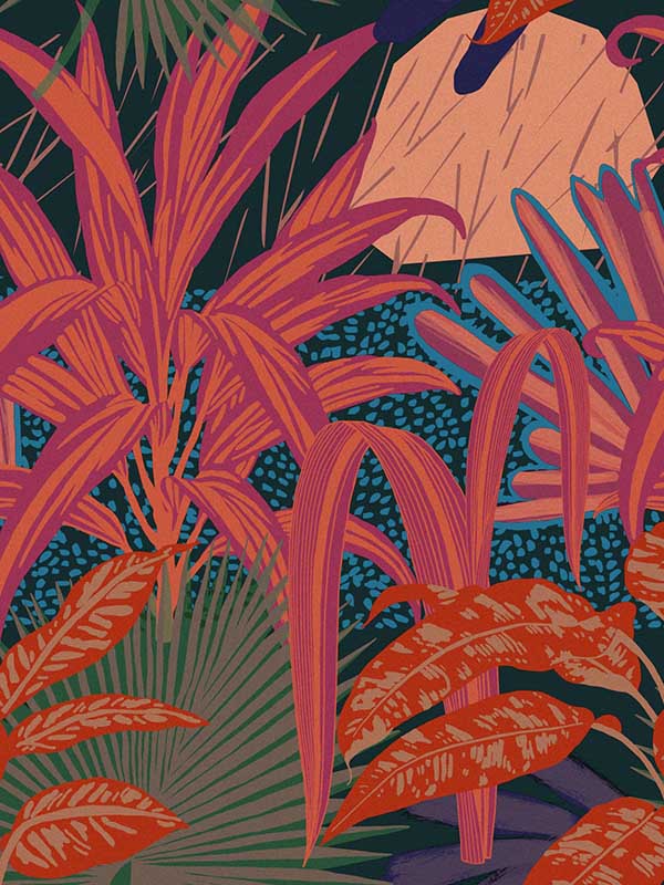 Jardin Imaginario wallpaper in dark red green blue color - pattern number WP20494 - by Mind the Gap in the Compendium collection