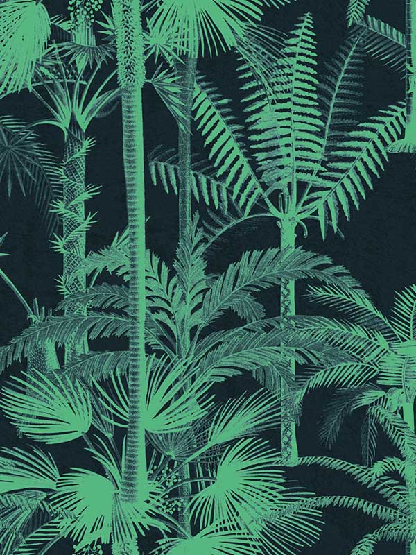 Palmera Cubana fabric in dark anthracite green color - pattern number WP20496 - by Mind the Gap in the Compendium collection