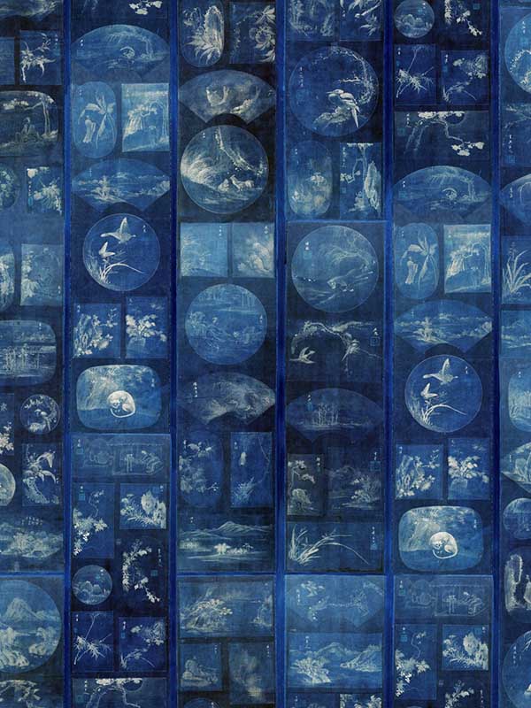 Aizome Collage wallpaper in indigo color - pattern number WP20506 - by Mind the Gap in the Compendium collection