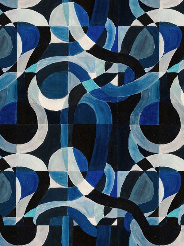Labyrinthine wallpaper in indigo white color - pattern number WP20511 - by Mind the Gap in the Compendium collection