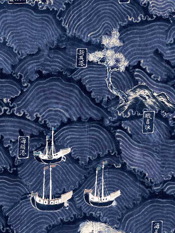 Waves Of Tsushima fabric in indigo taupe color - pattern number WP20513 - by Mind the Gap in the Compendium collection