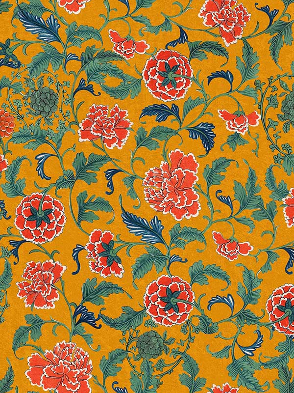 Chinese Ornament fabric in ochre green red blue color - pattern number WP20580 - by Mind the Gap in the Compendium Volume 2 collection