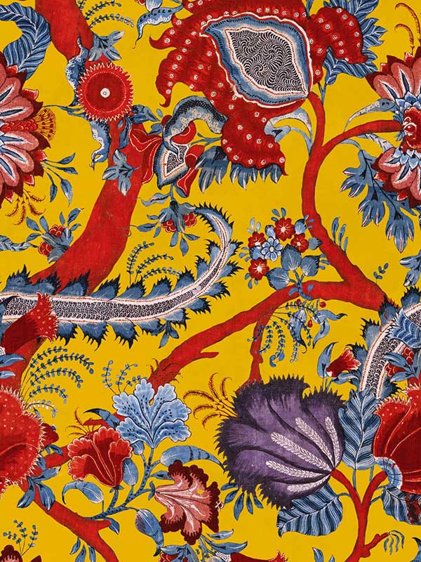 Chinese Paisley fabric in yellow red blue color - pattern number WP20581 - by Mind the Gap in the Compendium Volume 2 collection