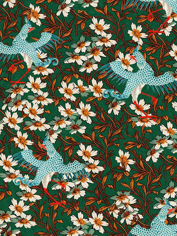 Chinoise fabric in turquoise red green blue color - pattern number WP20582 - by Mind the Gap in the Compendium Volume 2 collection