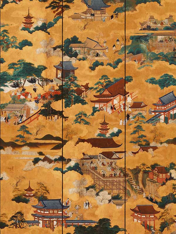 Floating World fabric in golden yellow brown green taupe color - pattern number WP20647 - by Mind the Gap in the Compendium Volume 2 collection