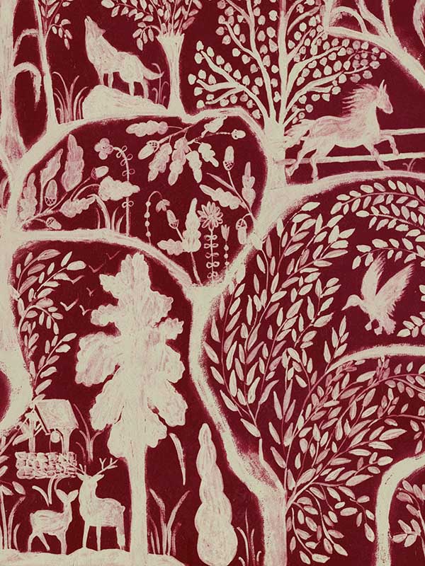 The Enchanted Woodland wallpaper in red taupe color - pattern number WP20550 - by Mind the Gap in the Transylvanian Roots collection