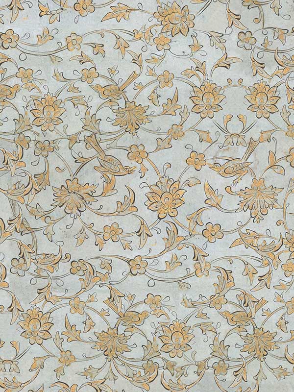 Backyard Flowering fabric in ether blue copper black color - pattern number WP30004 - by Mind the Gap in the Transylvanian Roots collection