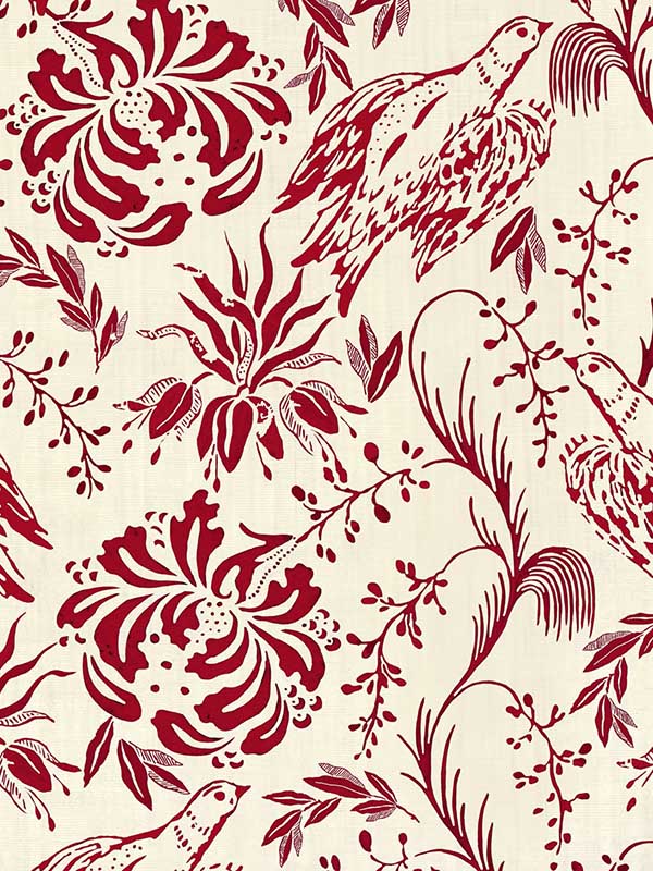 Folk Embroidery wallpaper in crimson off white color - pattern number WP30014 - by Mind the Gap in the Transylvanian Roots collection