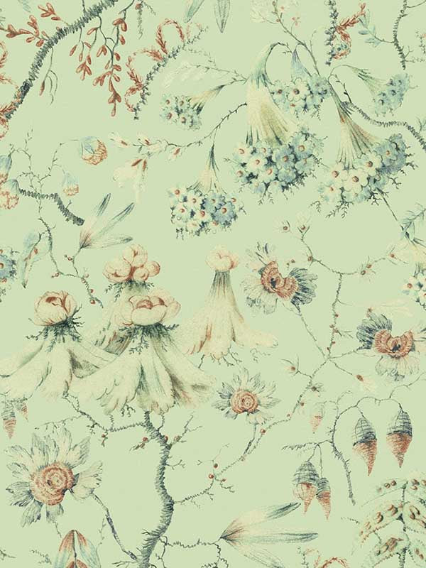 Grandmas Tapestry fabric in green red color - pattern number WP30019 - by Mind the Gap in the Transylvanian Roots collection