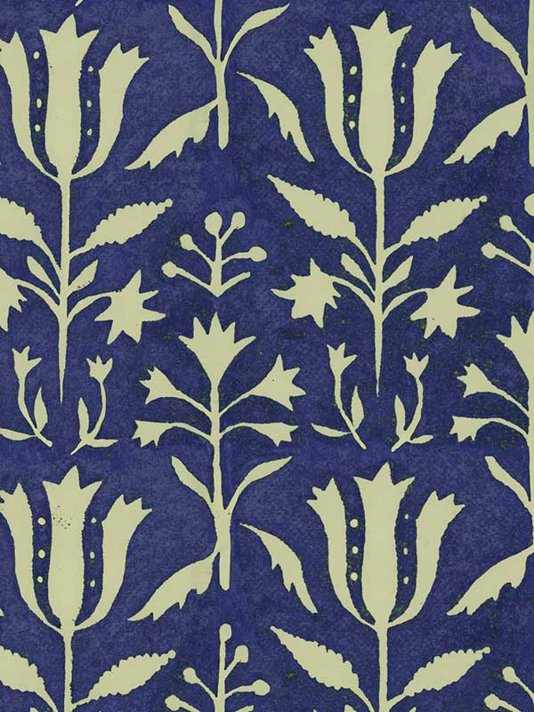 Tulipan wallpaper in indigo beige color - pattern number WP30034 - by Mind the Gap in the Transylvanian Roots collection
