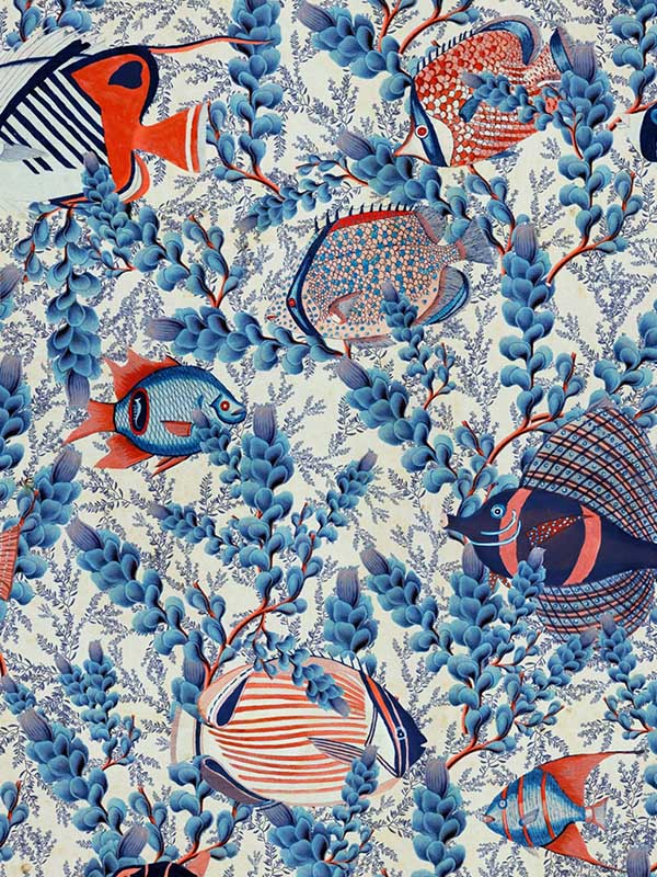 Aquarium fabric in taupe indigo red color - pattern number WP20567 - by Mind the Gap in the Sundance Villa collection