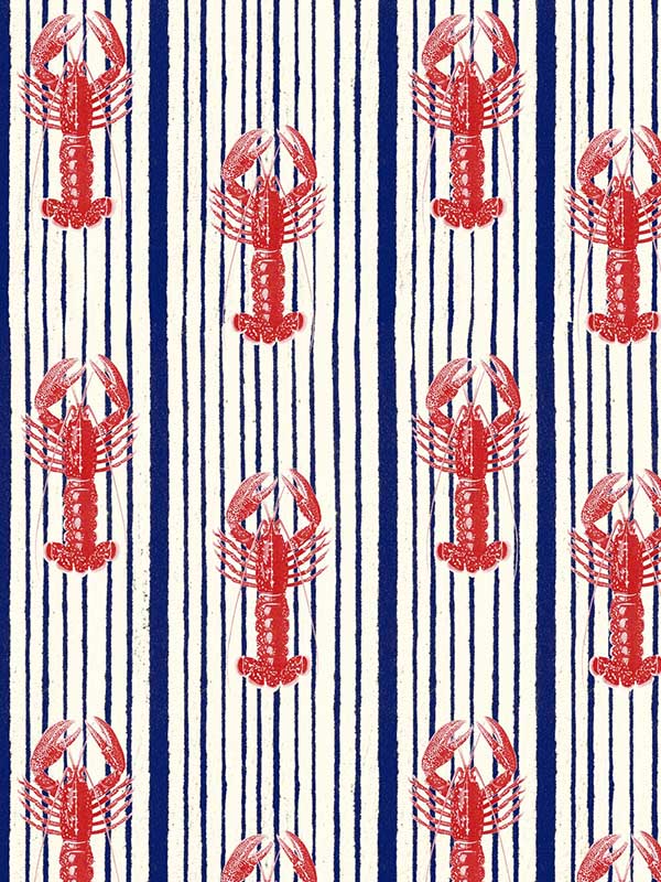 Mediterranean Lobsters fabric in white color - pattern number WP30065 - by Mind the Gap in the Sundance Villa collection