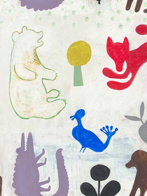 Mr Boyds Animals fabric in red white blue purple color - pattern number WP20275 - by Mind the Gap in the Sugarboo collection