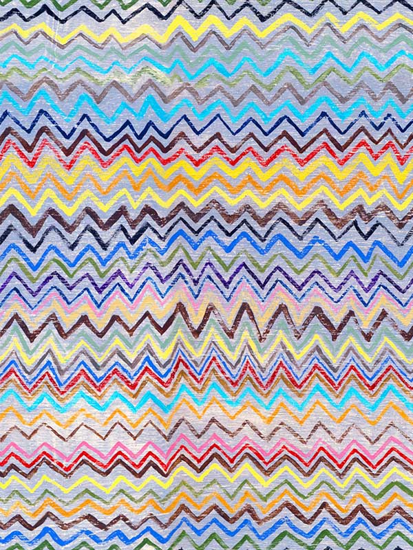 Zig Zag fabric in blue yellow pink black color - pattern number WP20279 - by Mind the Gap in the Sugarboo collection