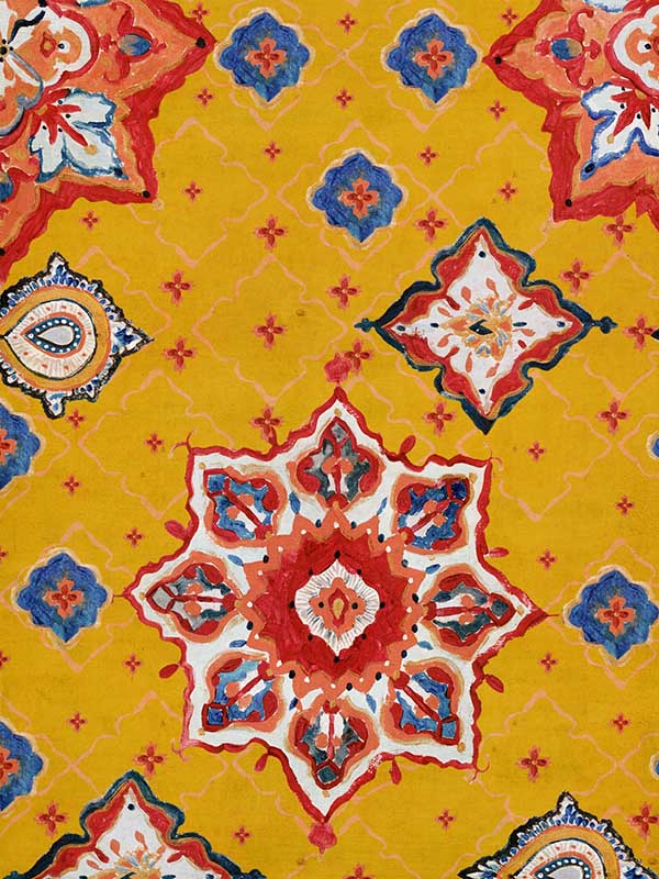 Arabian Decorative fabric in yellow blue red color - pattern number WP20742 - by Mind the Gap in the Tales of Maghreb collection