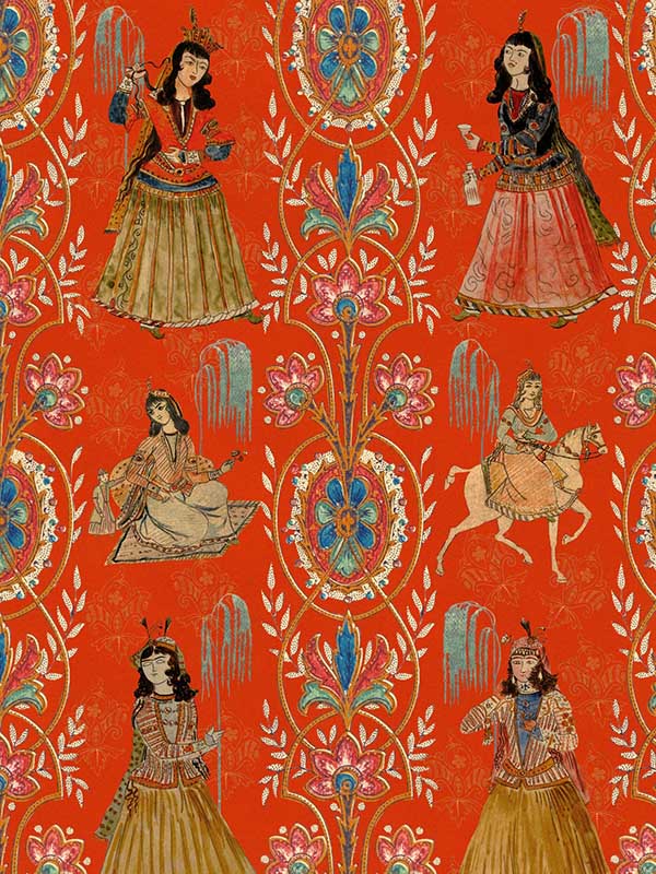 Maghrebian Folktale fabric in rose taupe yellow blue black color - pattern number WP20746 - by Mind the Gap in the Tales of Maghreb collection