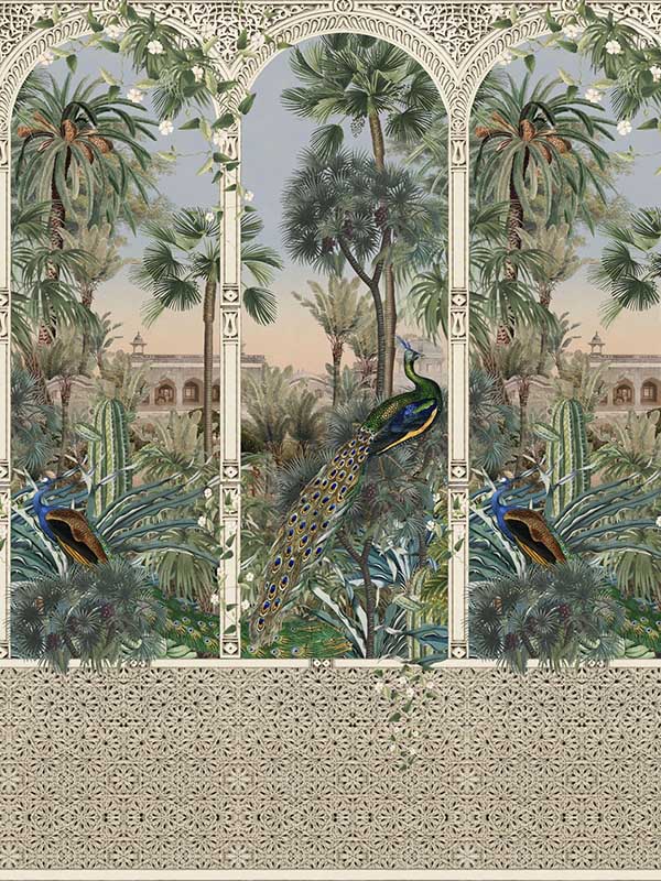 Erfoud fabric in taupe green blue brown color - pattern number WP20750 - by Mind the Gap in the Tales of Maghreb collection