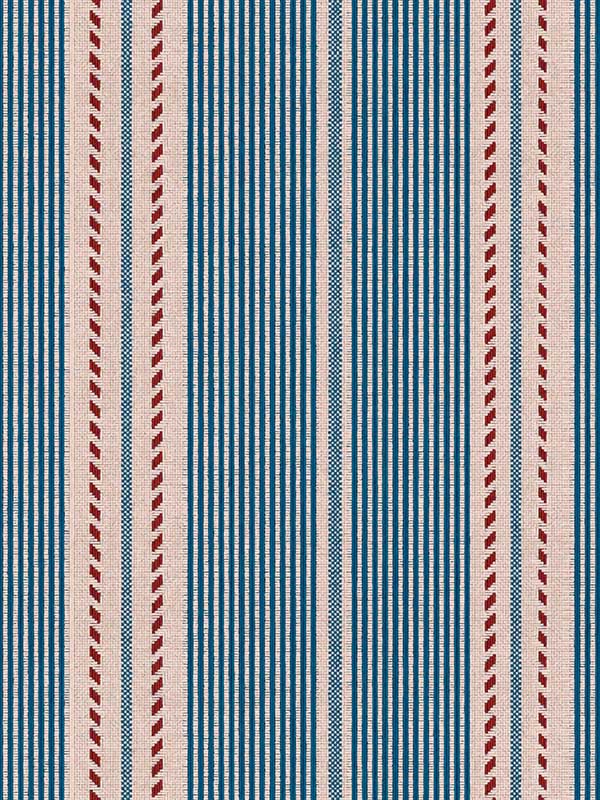 Berber Stripes fabric in taupe blue red color - pattern number WP20757 - by Mind the Gap in the Tales of Maghreb collection
