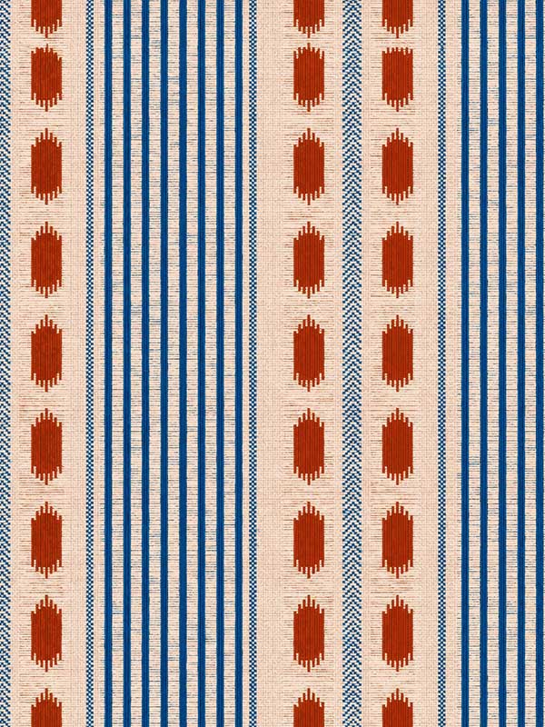 Mouassine fabric in rouge blue red taupe color - pattern number WP20759 - by Mind the Gap in the Tales of Maghreb collection