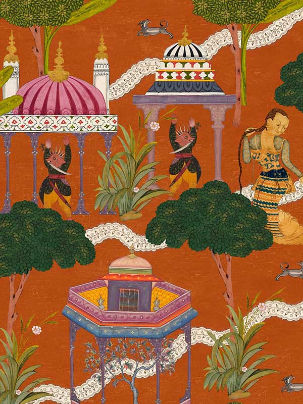 Maghreb fabric in orange green pink white color - pattern number WP20761 - by Mind the Gap in the Tales of Maghreb collection