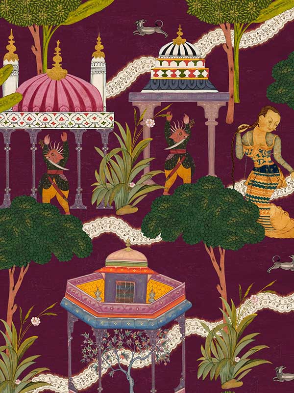 Maghreb fabric in mauve green pink white color - pattern number WP20762 - by Mind the Gap in the Tales of Maghreb collection