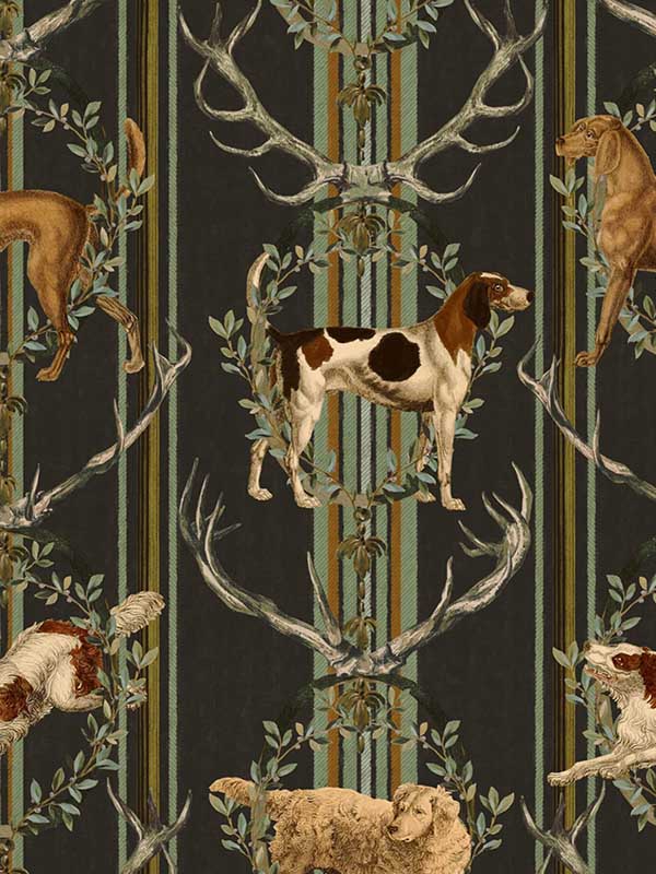Mountain Dogs fabric in peat black color - pattern number WP20673 - by Mind the Gap in the Tyrol collection