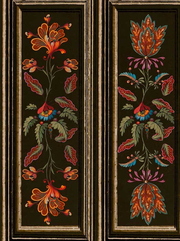 Tyrolean Panel fabric in black color - pattern number WP20700 - by Mind the Gap in the Tyrol collection