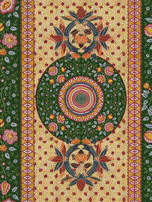 Erbstuck fabric in grun green taupe red blue color - pattern number WP20702 - by Mind the Gap in the Tyrol collection