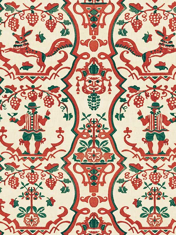 Floricsome fabric in beige green red color - pattern number WP30151 - by Mind the Gap in the Tyrol collection