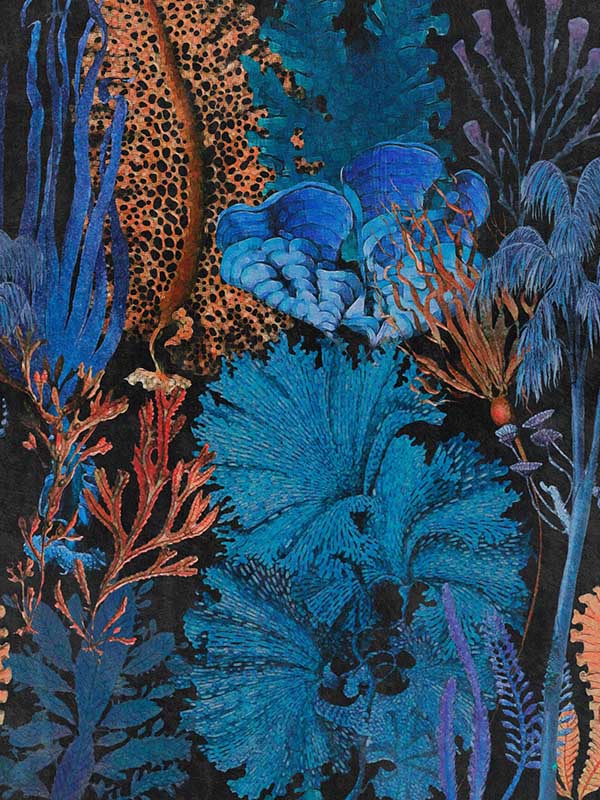 Coral Reef fabric in ultramarine color - pattern number WP20298 - by Mind the Gap in the Wallpaper Collectables collection