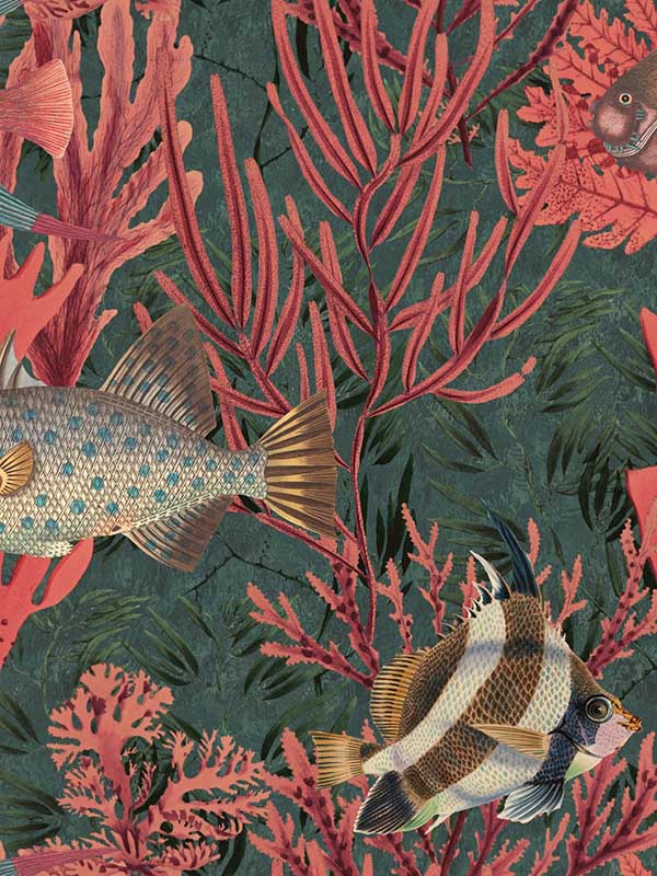 The Undersea fabric in pink grey brown color - pattern number WP20303 - by Mind the Gap in the Wallpaper Collectables collection