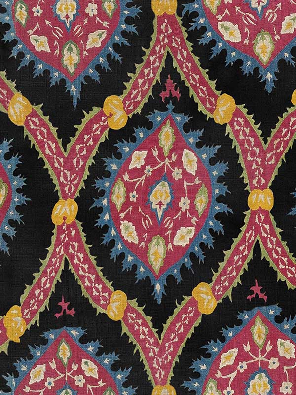 Ottoman fabric in anthracite red black yellow blue color - pattern number WP20306 - by Mind the Gap in the Wallpaper Collectables collection