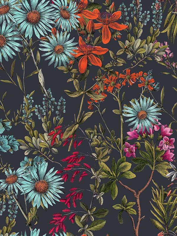 Summerish fabric in charcoal color - pattern number WP20309 - by Mind the Gap in the Wallpaper Collectables collection