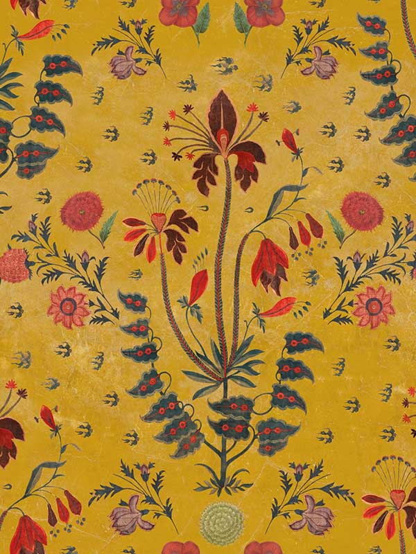 Gypsy fabric in ochre red blue yellow color - pattern number WP20311 - by Mind the Gap in the Wallpaper Collectables collection