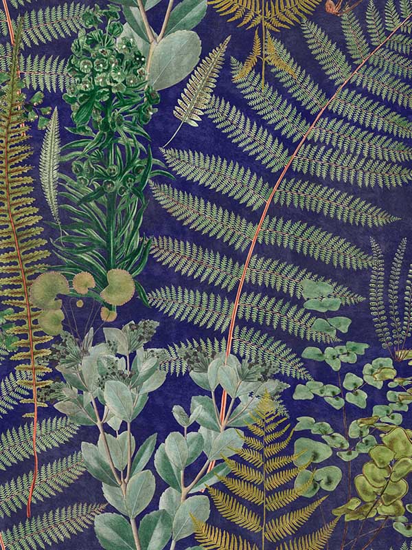 Green Sanctuary fabric in anthracite green blue color - pattern number WP20318 - by Mind the Gap in the Wallpaper Collectables collection